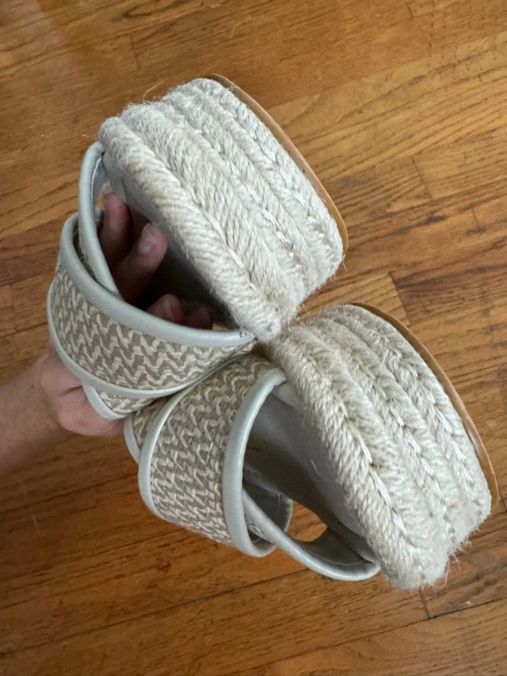 Dolce Vita Eldora Criss Cross Rafia Espadrille Platform Cream Sandals 5.5